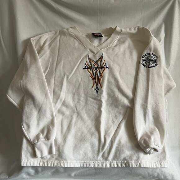 Harley-Davidson 2 White V-Neck Shirt Graphic XL Womens - Picture 2 of 13